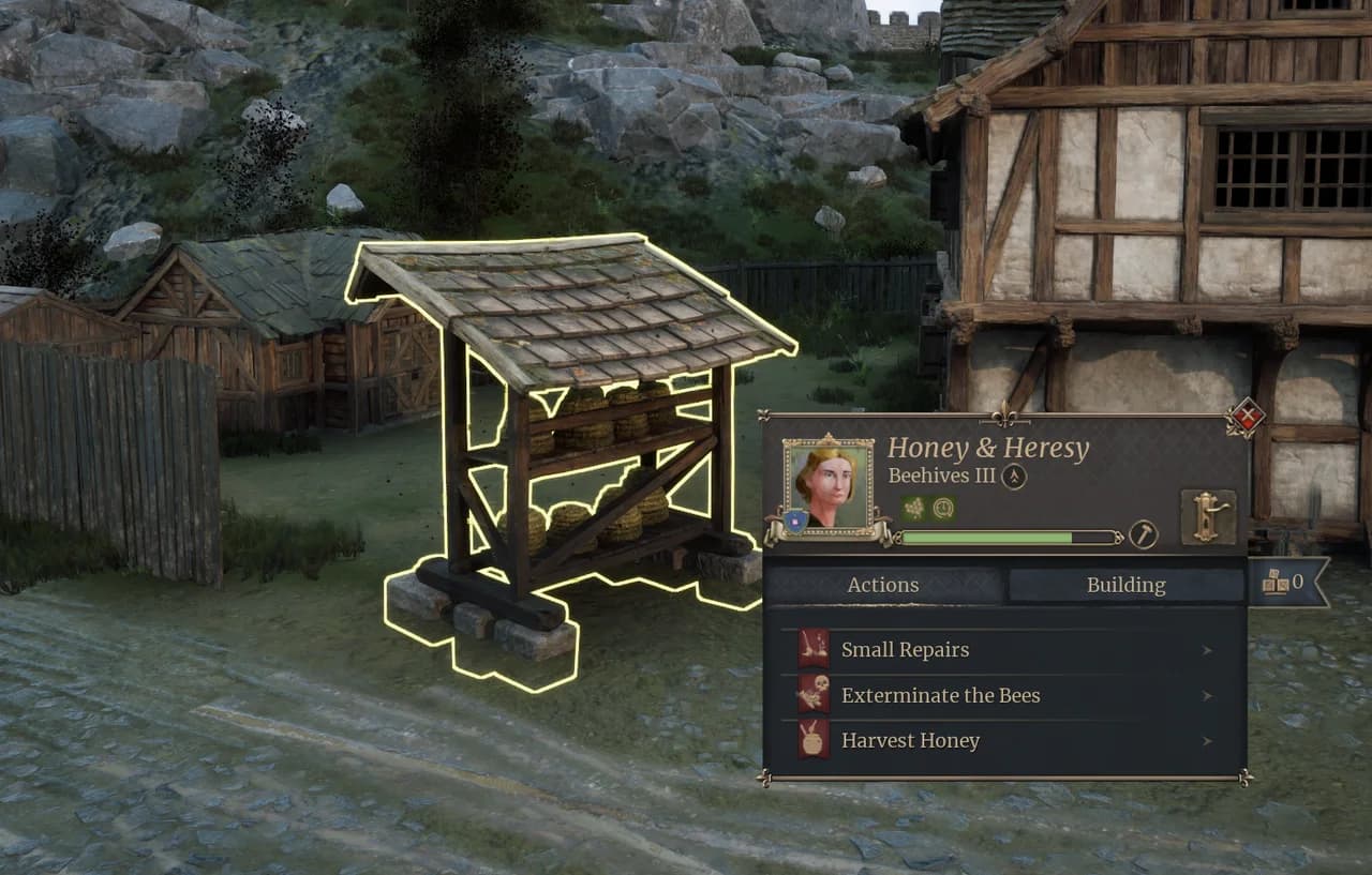 Official 0.4.5 screenshot of the restored Beehives and their actions